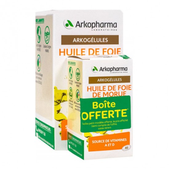 Arkopharma arkogélules huile de foie de morue 220+60 gélules