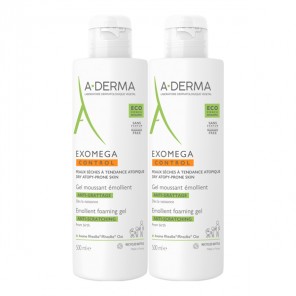 A-Derma exomega control gel moussant émollient lot de 2x500ml