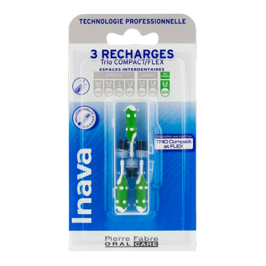 Inava trio compact brossette interdentaire recharge noire