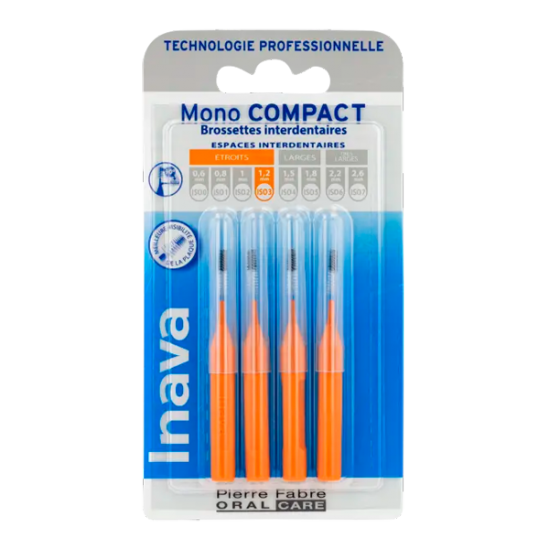 Inava mono compact orange 4 brossettes interdentaires 1.2mm