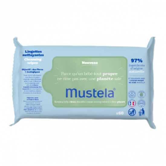 Mustela lingettes nettoyantes à l'avocat bio 60 sachets