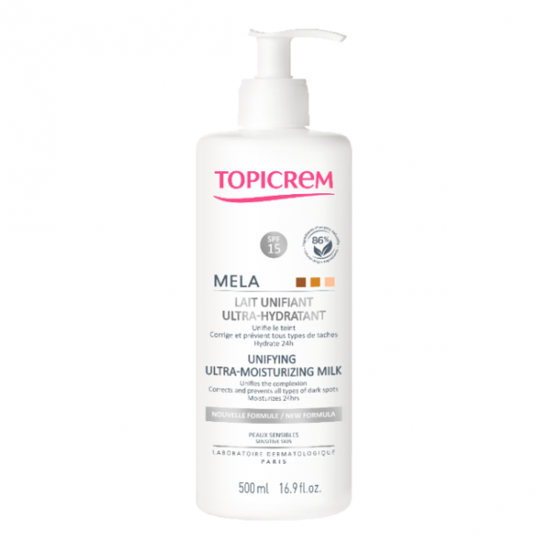 Topicrem Mela lait unifiant ultra-hydratant spf15 - 500ml