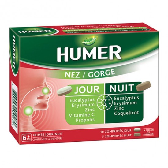 Humer nez gorge 10 comprimés jour + 5 comprimés nuit