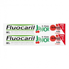 Fluocaril dentifrice junior 6-12ans fruits rouges 2x75ml