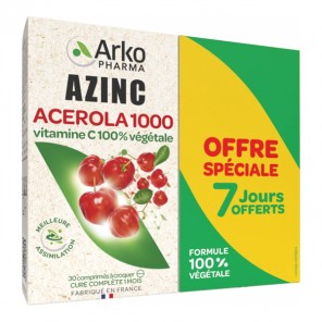 Arkopharma Azinc Acérola 1000 lot de 2 x 30 comprimés à croquer