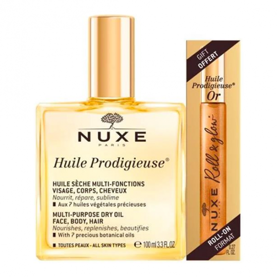 Nuxe Huile Prodigieuse 100ml + Huile Prodigieuse Or roll-on 8ml