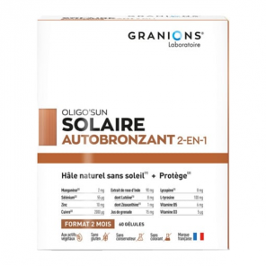 Granions Oligo'Sun autobronzant 2 en 1 - 2 mois 60 gélules