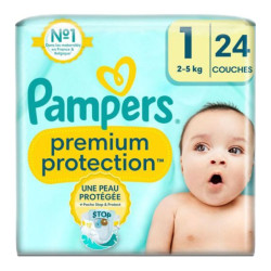 Pampers Bébé Premium Protection 2 - 5 kg taille 1 sachets de 24 couches