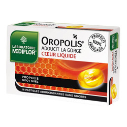 Mediflor Oropolis Adoucit la gorge Coeur Liquide Miel 16 pastilles