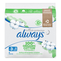 Always Cotton protection nuit 8 serviettes taille 3