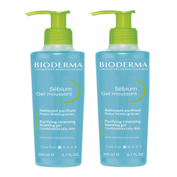 Bioderma Sébium Gel moussant nettoyant purifiant lot de 2 x 200ml