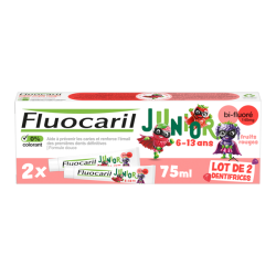 Fluocaril Dentifrice Junior bi-fluoré 145mg fruits rouges lot de 2x75ml