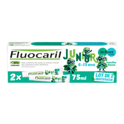 Fluocaril Dentifrice Junior bi-fluoré 145mg menthe douce lot de 2x75ml