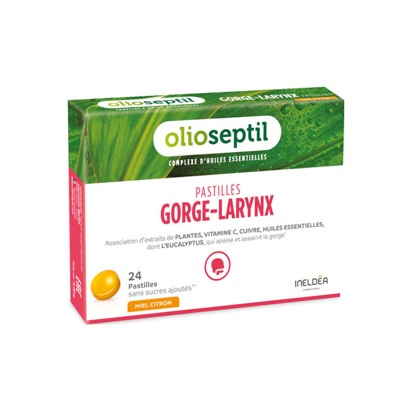 Olioseptil Gorge-Larynx goût miel citron 24 pastilles sans sucres